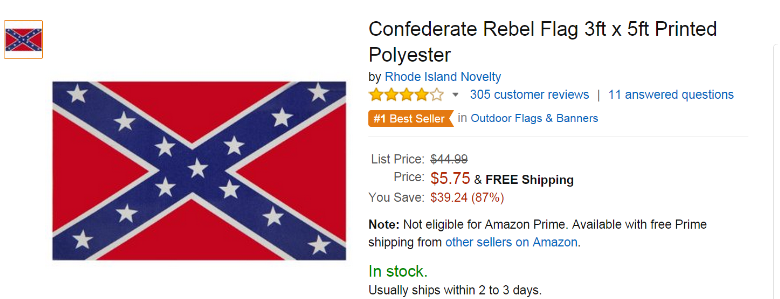 Amazon Restricted Product - Confederate Flag