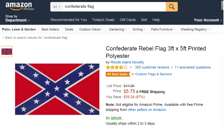 Amazon Restricted Product - Confederate Flag